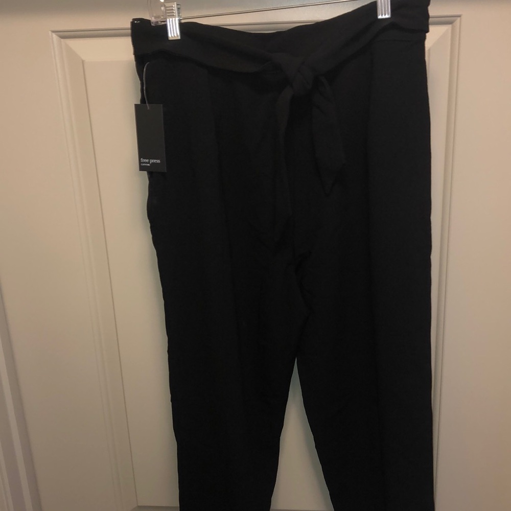 Black high waist paper bag pants